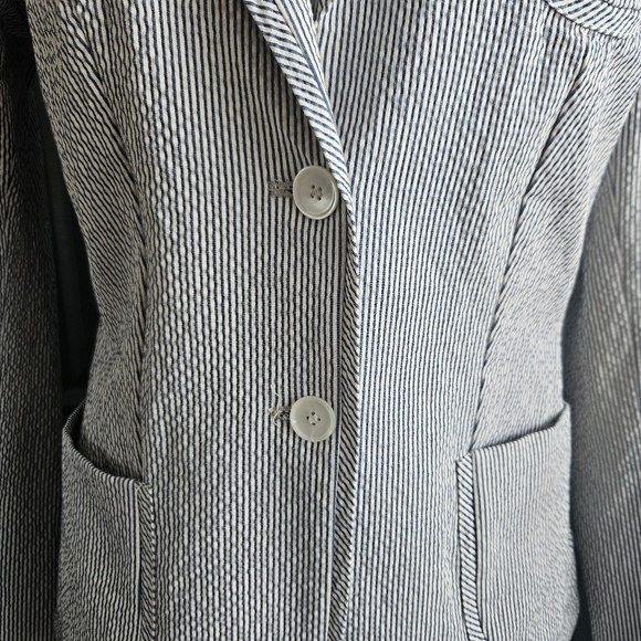 Of the Cloth Made in Italy Womens Gray White Structured Blazer No Size Tag - Picture 6 of 16